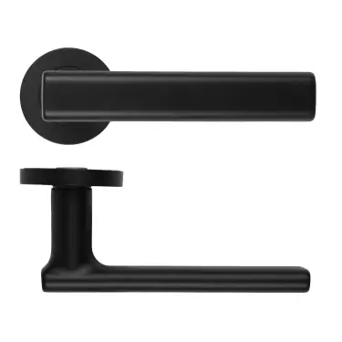 Click Here To Enlarge This Photo Of RM180OMB - Zoo Hardware Rosso Maniglie 'Frigo' Lever on Round Rose - Oscuro Matt Black Finish