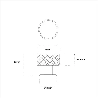 Click Here To Enlarge This Photo Of Eclipse 95601 34mm Knurled Cupboard Knob - Satin Nickel