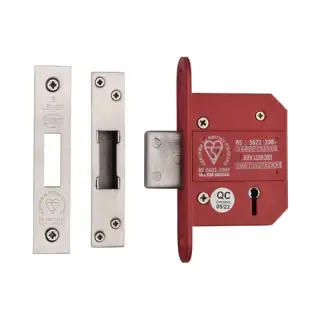 YKDLBS52N-SN&SC - M&period;Marcus York British Standard 5 Lever Deadlock 64mm &lpar;45mm backset&rpar; - Satin Chrome Finish