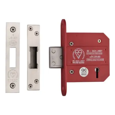 Click Here To Enlarge This Photo Of YKDLBS53N-SN&SC - M&period;Marcus York British Standard 5 Lever Deadlock 76mm &lpar;57mm backset&rpar; - Satin Chrome Finish