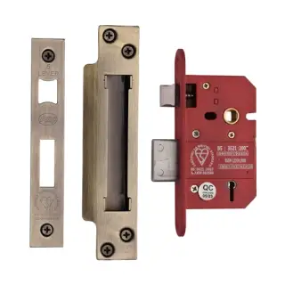 YKSLBS52N-AT - M&period;Marcus York British Standard 5 Lever Sashlock 64mm &lpar;45mm backset&rpar;  - Antique Brass Finish