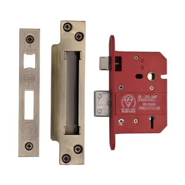 Click Here To Enlarge This Photo Of YKSLBS53N-AT - M&period;Marcus York British Standard 5 Lever Sashlock 76mm &lpar;57mm backset&rpar;  - Antique Brass Finish