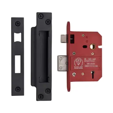 Click Here To Enlarge This Photo Of YKSLBS53N-BLK - M&period;Marcus York British Standard 5 Lever Sashlock 76mm &lpar;57mm backset&rpar;  - Matt Black Finish