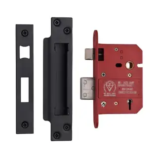 YKSLBS53N-BLK - M&period;Marcus York British Standard 5 Lever Sashlock 76mm &lpar;57mm backset&rpar;  - Matt Black Finish