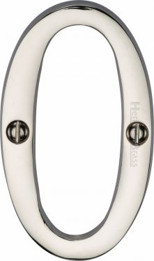 Click Here To Enlarge This Photo Of C1560 0-PNF Heritage Brass Numeral 0 Face Fix 76mm &lpar;3"&rpar; Polished Nickel Finish