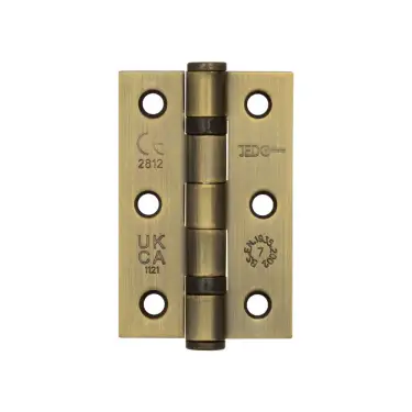 Click Here To Enlarge This Photo Of J8502AB Frelan Hardware Jedo Grade 7 Steel Ball Bearing Hinges 76mm x 50mm x 2mm Antique Brass