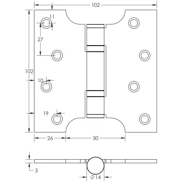 Click Here To Enlarge This Photo Of J9449PVD Frelan Hardware Jedo Parliament Ball Bearing Hinges 102mm x 102mm x 3mm Polished Brass &lpar;G201 Stainless Steel&rpar;