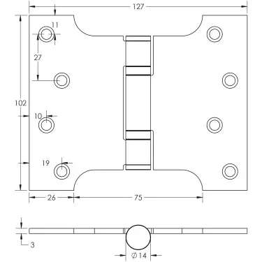 Click Here To Enlarge This Photo Of J9459SB Frelan Hardware Jedo Parliament Ball Bearing Hinges 102mm x 127mm x 3mm Satin Brass &lpar;G201 Stainless Steel&rpar;
