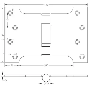 Click Here To Enlarge This Photo Of J9469MB Frelan Hardware Jedo Parliament Ball Bearing Hinges 102mm x 152mm x 3mm Matt Black &lpar;G201 Stainless Steel&rpar;