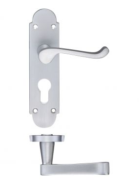 Click Here To Enlarge This Photo Of FB011EPSC - Zoo Hardware Fulton & Bray 'Oxford' Lever Euro Profile Lock &lpar;47&period;5mm c&sol;c&rpar; Handles on Backplate &lpar;170 x 42mm&rpar; Satin Chrome