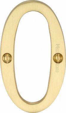 Click Here To Enlarge This Photo Of C1560 0-SB Heritage Brass Numeral 0 Face Fix 76mm &lpar;3"&rpar; Satin Brass Finish