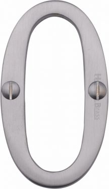 Click Here To Enlarge This Photo Of C1560 0-SC Heritage Brass Numeral 0 Face Fix 76mm &lpar;3"&rpar; Satin Chrome Finish