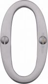 C1560 0-SC Heritage Brass Numeral 0 Face Fix 76mm &lpar;3"&rpar; Satin Chrome Finish