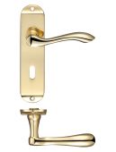 FB021 - Zoo Hardware Fulton & Bray 'Arundel' Lever Lock &lpar;57mm c&sol;c&rpar; Handles on Short Backplate &lpar;175 x 42mm&rpar; Polished Brass