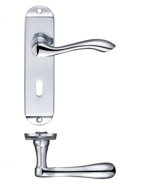 Click Here To Enlarge This Photo Of FB021CP - Zoo Hardware Fulton & Bray 'Arundel' Lever Lock &lpar;57mm c&sol;c&rpar; Handles on Short Backplate &lpar;175 x 42mm&rpar; Polished Chrome