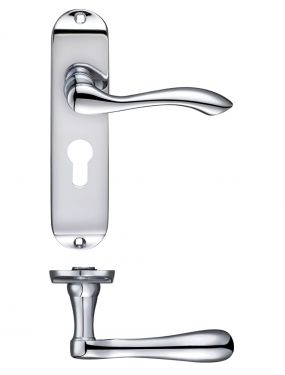 Click Here To Enlarge This Photo Of FB021EPCP - Zoo Hardware Fulton & Bray 'Arundel' Lever Euro Lock &lpar;47&period;5mm&rpar; Handles on Short Backplate &lpar;175 x 42mm&rpar; Polished Chrome