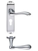FB021EPCP - Zoo Hardware Fulton & Bray 'Arundel' Lever Euro Lock &lpar;47&period;5mm&rpar; Handles on Short Backplate &lpar;175 x 42mm&rpar; Polished Chrome