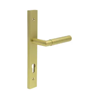 CR-102G4SB Frelan Hardware CRES 92mm Multi Point Backplate Door Handle &lpar;215mm c&sol;c&rpar; Satin Brass &lpar;SS316&rpar;