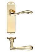 FB022 - Zoo Hardware Fulton & Bray 'Arundel' Lever Latch Handles on Short Backplate &lpar;175 x 42mm&rpar; Polished Brass