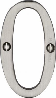 Click Here To Enlarge This Photo Of C1560 0-SN Heritage Brass Numeral 0 Face Fix 76mm &lpar;3"&rpar; Satin Nickel Finish