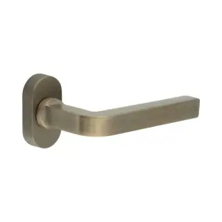 CR-104C4AB Frelan Hardware CRES Multi Point Oval Rose Door Handle Antique Brass &lpar;SS316&rpar;