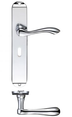 Click Here To Enlarge This Photo Of FB031CP - Zoo Hardware Fulton & Bray 'Arundel' Lever Lock &lpar;57mm c&sol;c&rpar; Handles on Long Backplate &lpar;245 x 42mm&rpar; Polished Chrome