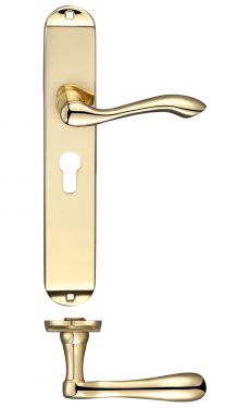 Click Here To Enlarge This Photo Of FB031EP - Zoo Hardware Fulton & Bray 'Arundel' Lever Euro Profile Lock &lpar;47&period;5mm c&sol;c&rpar; Handles on Long Backplate &lpar;245 x 42mm&rpar; Polished Brass