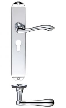 Click Here To Enlarge This Photo Of FB031EPCP - Zoo Hardware Fulton & Bray 'Arundel' Lever Euro Profile Lock &lpar;47&period;5mm c&sol;c&rpar; Handles on Long Backplate &lpar;245 x 42mm&rpar; Polished Chrome