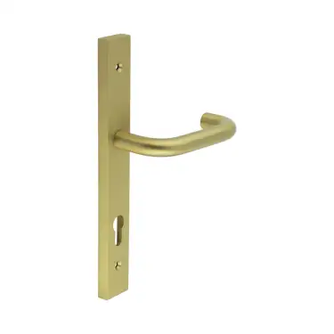 Click Here To Enlarge This Photo Of CR-106G4SB Frelan Hardware CRES 92mm Multi Point Backplate Door Handle &lpar;215mm c&sol;c&rpar; Satin Brass &lpar;SS316&rpar;