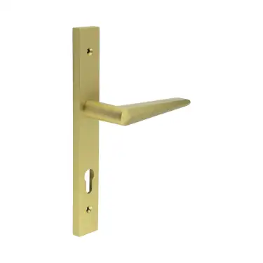 Click Here To Enlarge This Photo Of CR-107G4SB Frelan Hardware CRES 92mm Multi Point Backplate Door Handle &lpar;215mm c&sol;c&rpar; Satin Brass &lpar;SS316&rpar;