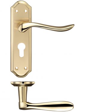 Click Here To Enlarge This Photo Of FB041EPSBPB - Zoo Hardware Fulton & Bray 'Lincoln' Lever Euro Profile Lock &lpar;47&period;5mm c&sol;c&rpar; Handles &lpar;180 x 48mm&rpar; Satin&sol;Polished Brass