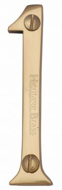 Click Here To Enlarge This Photo Of C1560 1-PB Heritage Brass Numeral 1 Face Fix 76mm &lpar;3"&rpar; Polished Brass Finish