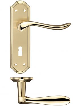 Click Here To Enlarge This Photo Of FB041SBPB - Zoo Hardware Fulton & Bray 'Lincoln' Lever Lock &lpar;57mm c&sol;c&rpar; Handles &lpar;180 x 48mm&rpar; Satin&sol;Polished Brass