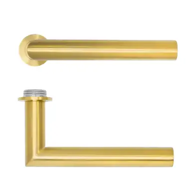 Click Here To Enlarge This Photo Of RT010-MINI-PVDSB - Zoo Hardware Rosso Tecnica 'Lugano' Lever on Round Mini Rose - PVD Satin Brass