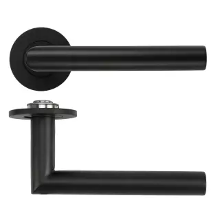 RT010-SLIM-PCB - Zoo Hardware Rosso Tecnica 'Lugano' Lever on 4mm Round Slim Rose &lpar;Sprung&rpar; - Powder Coat Black