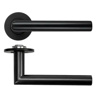 RT010-SLIM-PVDBLK - Zoo Hardware Rosso Tecnica 'Lugano' Lever on 4mm Round Slim Rose &lpar;Sprung&rpar; - PVD Black