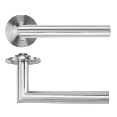 Click Here To Enlarge This Photo Of RT010-SLIM-SSS - Zoo Hardware Rosso Tecnica 'Lugano' Lever on 4mm Round Slim Rose &lpar;Sprung&rpar; - Satin Stainless Steel