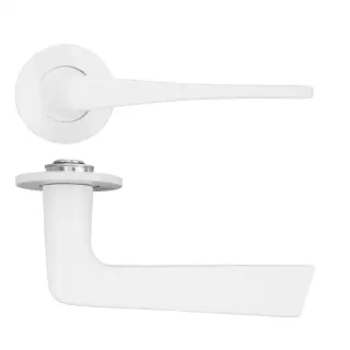 RT020-SLIM-PCW - Zoo Hardware Rosso Tecnica 'Como' Lever on 4mm Round Slim Rose &lpar;Sprung&rpar; - Powder Coat White