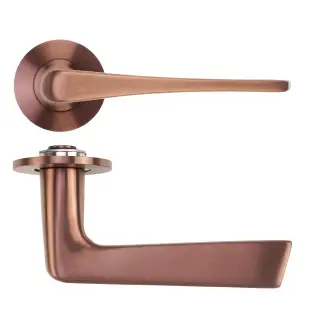 RT020-SLIM-PVDBZ - Zoo Hardware Rosso Tecnica 'Como' Lever on 4mm Round Slim Rose &lpar;Sprung&rpar; - PVD Satin Bronze
