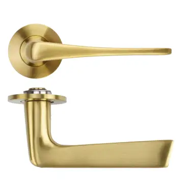 Click Here To Enlarge This Photo Of RT020-SLIM-PVDSB - Zoo Hardware Rosso Tecnica 'Como' Lever on 4mm Round Slim Rose &lpar;Sprung&rpar; - PVD Satin Brass