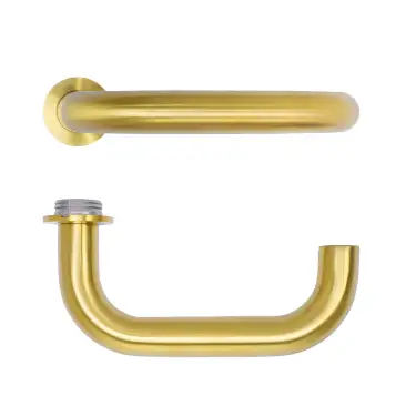Click Here To Enlarge This Photo Of RT030-MINI-PVDSB - Zoo Hardware Rosso Tecnica 'Maggiore' Lever on Round Mini Rose - PVD Satin Brass