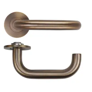 RT030-SLIM-AB - Zoo Hardware Rosso Tecnica 'Maggiore' Lever on 4mm Round Slim Rose &lpar;Sprung&rpar; - Antique Brass