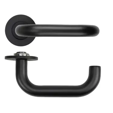 Click Here To Enlarge This Photo Of RT030-SLIM-PVDBLK - Zoo Hardware Rosso Tecnica 'Maggiore' Lever on 4mm Round Slim Rose &lpar;Sprung&rpar; - PVD Black