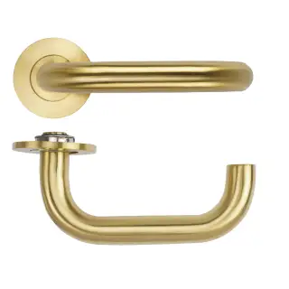 RT030-SLIM-PVDSB - Zoo Hardware Rosso Tecnica 'Maggiore' Lever on 4mm Round Slim Rose &lpar;Sprung&rpar; - PVD Satin Brass