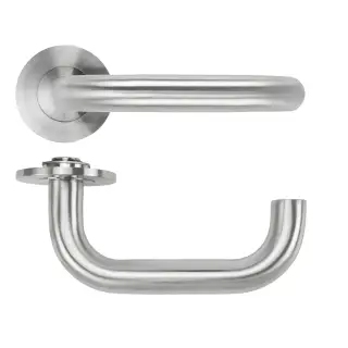RT030-SLIM-SSS - Zoo Hardware Rosso Tecnica 'Maggiore' Lever on 4mm Round Slim Rose &lpar;Sprung&rpar; - Satin Stainless Steel