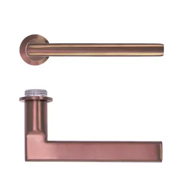 Click Here To Enlarge This Photo Of RT040-MINI-PVDBZ - Zoo Hardware Rosso Tecnica 'Varese' Lever on Round Mini Rose - PVD Satin Bronze