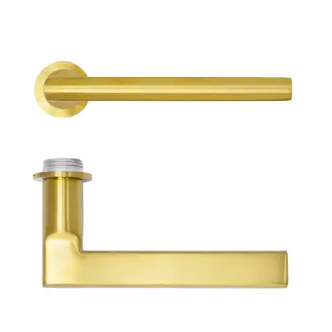 Click Here To Enlarge This Photo Of RT040-MINI-PVDSB - Zoo Hardware Rosso Tecnica 'Varese' Lever on Round Mini Rose - PVD Satin Brass