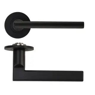 RT040-SLIM-PCB - Zoo Hardware Rosso Tecnica 'Varese' Lever on 4mm Round Slim Rose &lpar;Sprung&rpar; - Powder Coat Black
