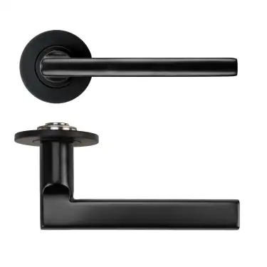 Click Here To Enlarge This Photo Of RT040-SLIM-PVDBLK - Zoo Hardware Rosso Tecnica 'Varese' Lever on 4mm Round Slim Rose &lpar;Sprung&rpar; - PVD Black