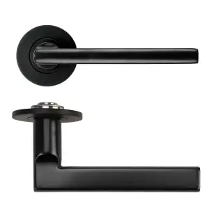 RT040-SLIM-PVDBLK - Zoo Hardware Rosso Tecnica 'Varese' Lever on 4mm Round Slim Rose &lpar;Sprung&rpar; - PVD Black